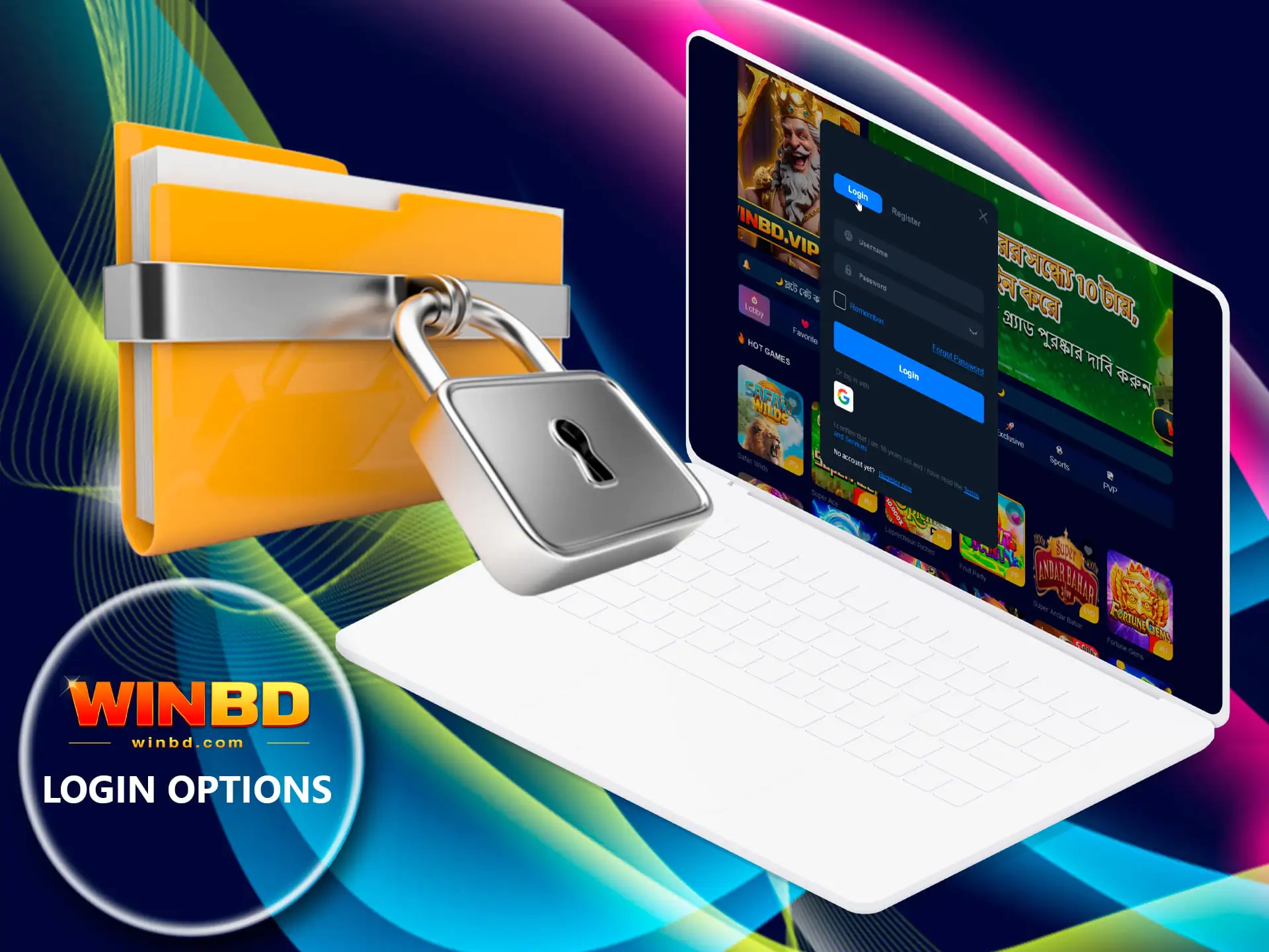 WinBD Login Options - Traditional & Social Media Access