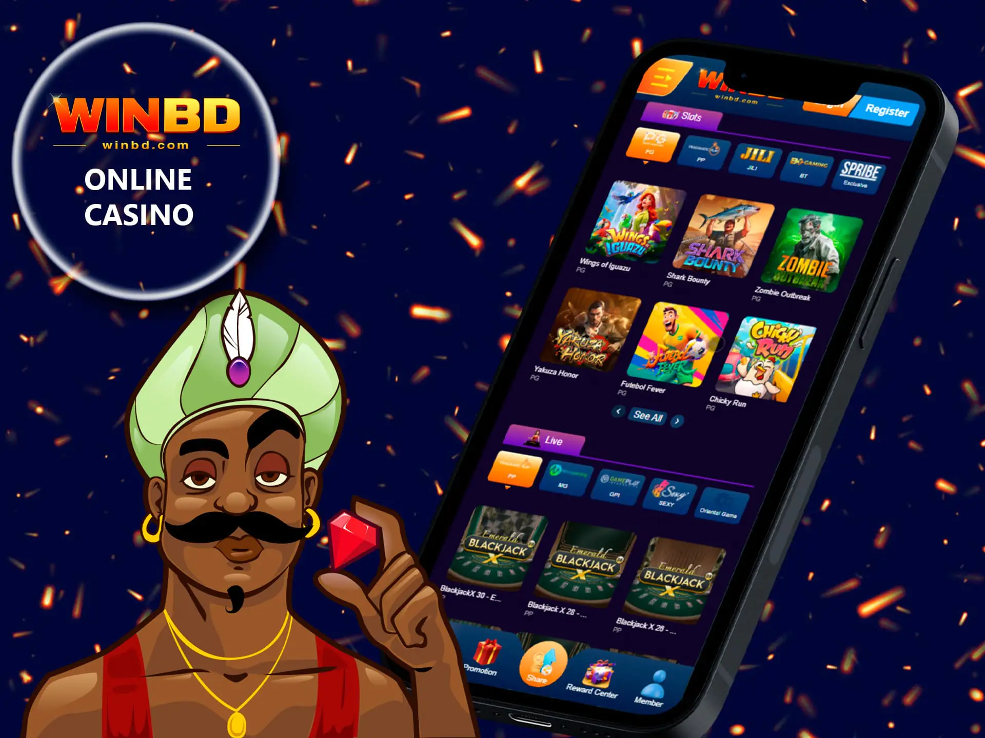 Extensive list of different games at WinBD Casino